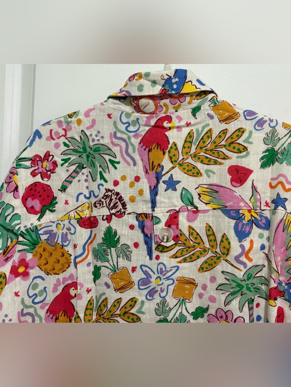 Fate Floral Multi-Color Linen Blend Jacket - White Base - Picture 9 of 9